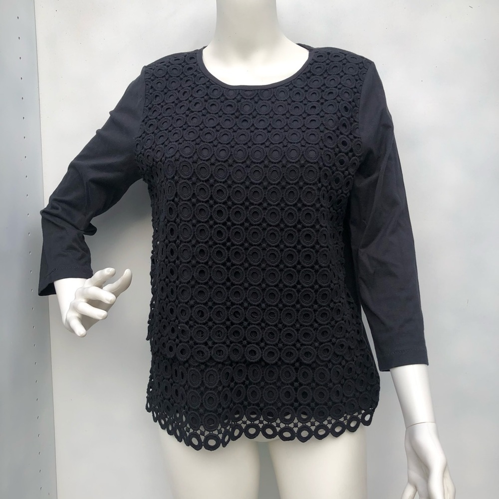 J. Crew Black Crew Neck Top Size M
